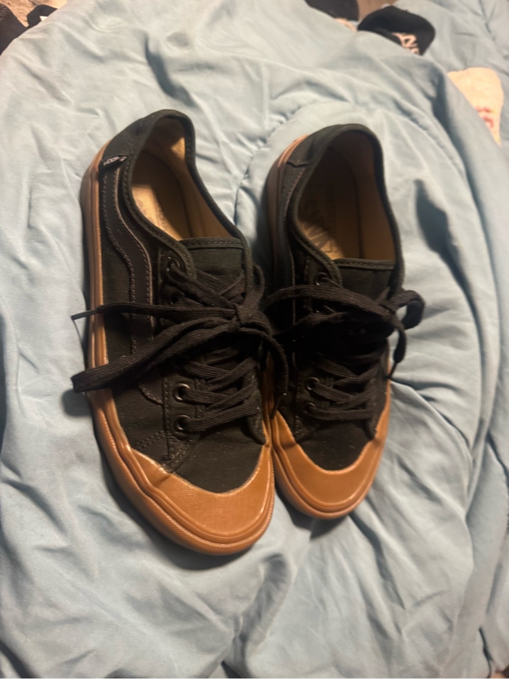 Black Canvas vans with Gum Sole